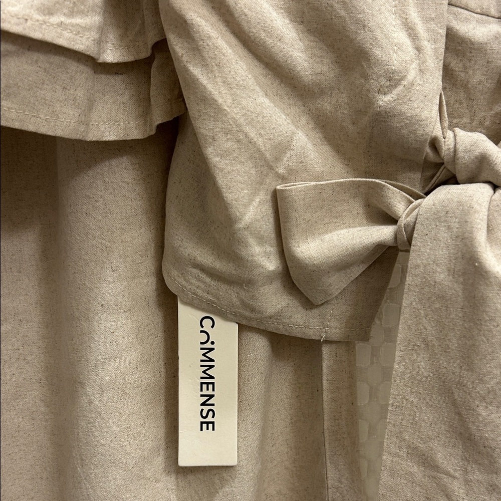 Commense Cotton & Linen Puff-Sleeves Bow-Back Top and Pants Set XS - Picture 6 of 7